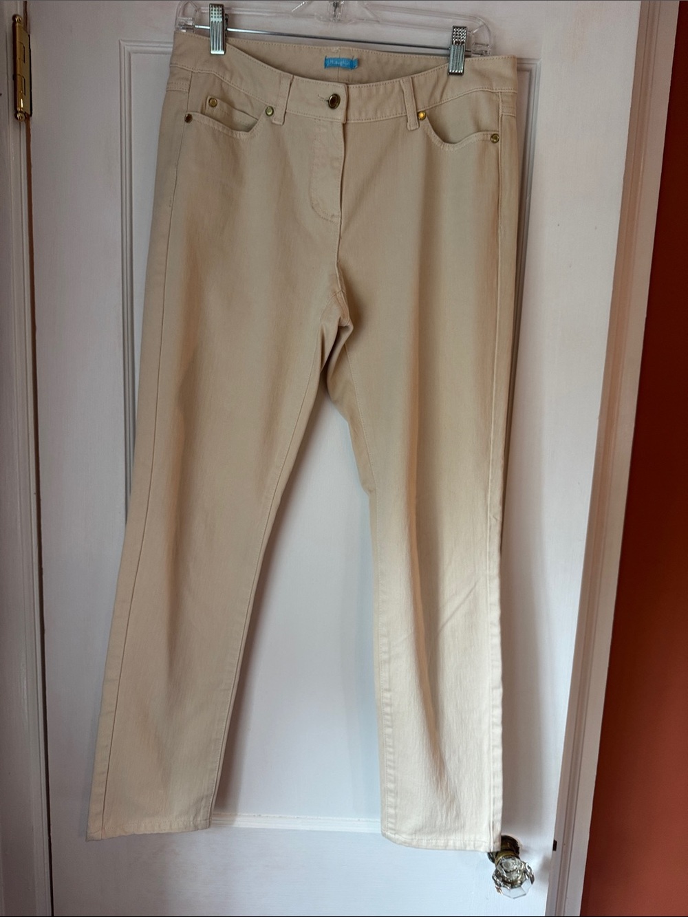 J. McLaughlin Cream Straight-Leg Jean